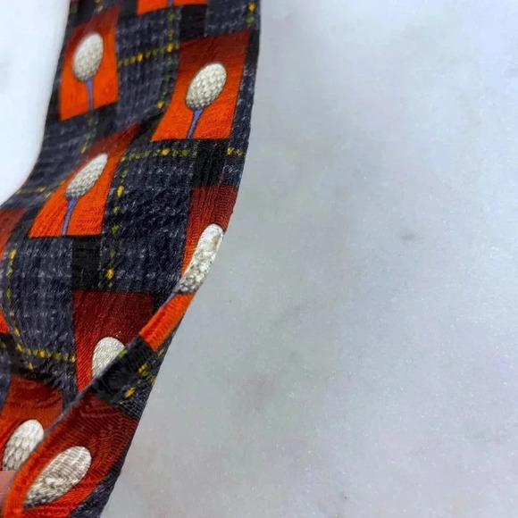 Ermenegildo Zegna 100% Silk Disegno Esclusivo Golf Theme Men Tie, Made in Italy - Picture 9 of 9